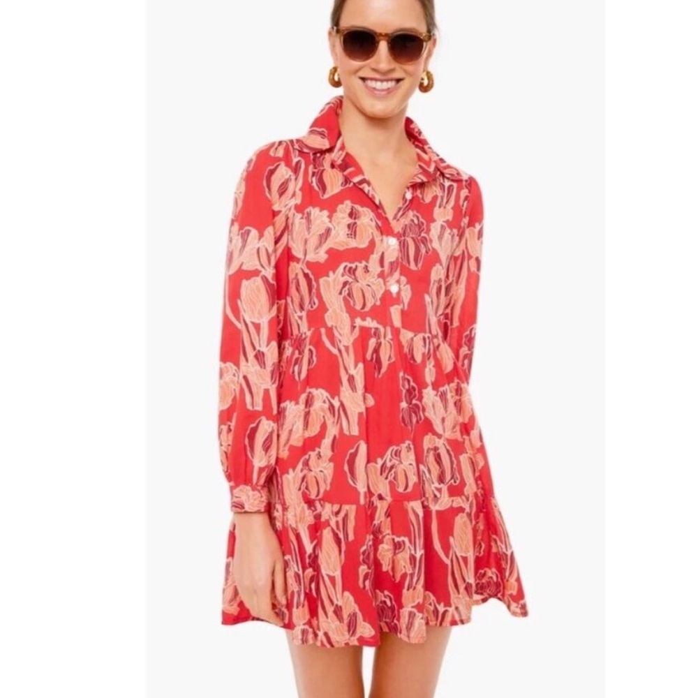 Tuckernuck Ro’s Garden Romy Red Floral Shirt Dress Sz Sm